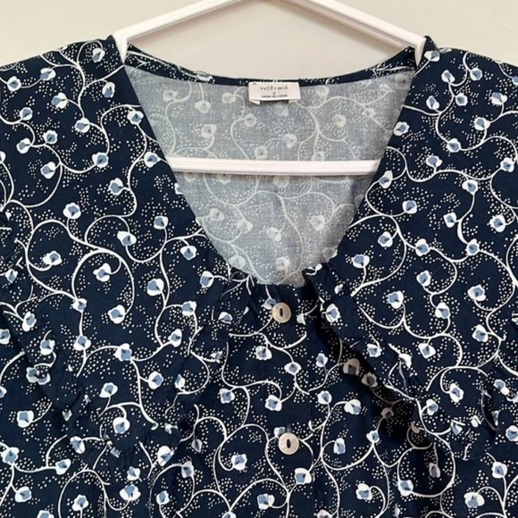 Aritzia Wilfred blue and white floral blouse size small - Picture 3 of 7